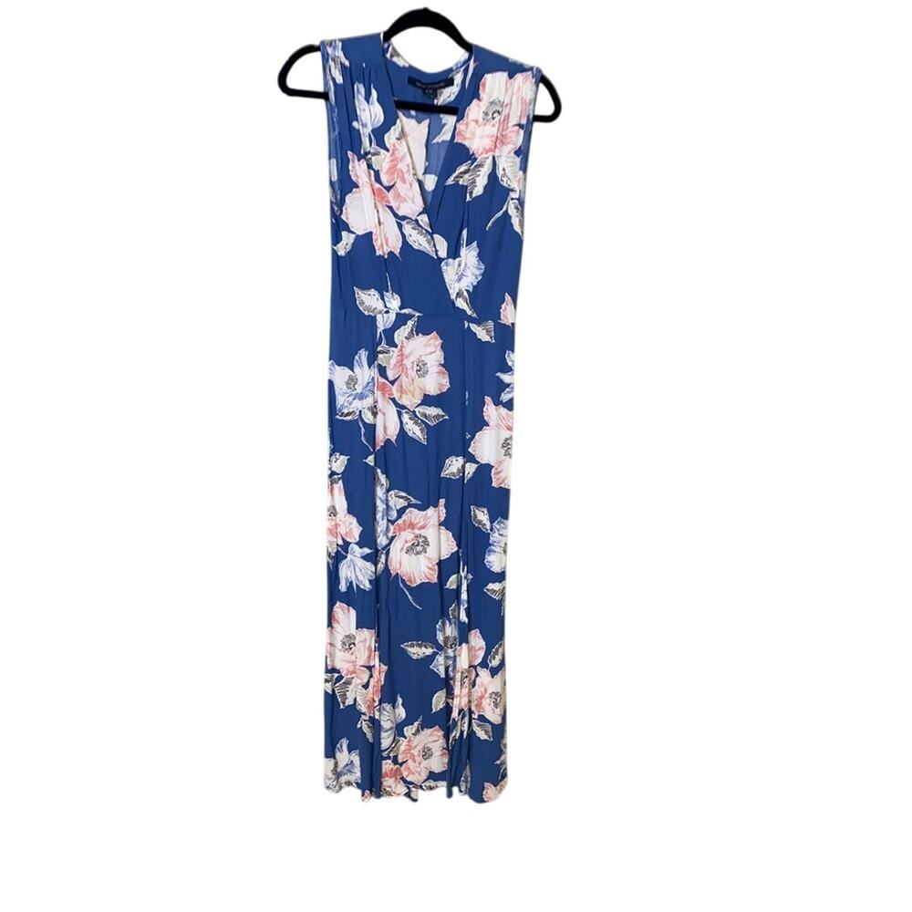 French connection blue flower dress v neck - Picture 5 of 8